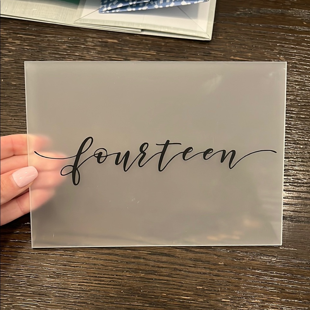 Frosted Acrylic Table Number Signs (1-14) with bases